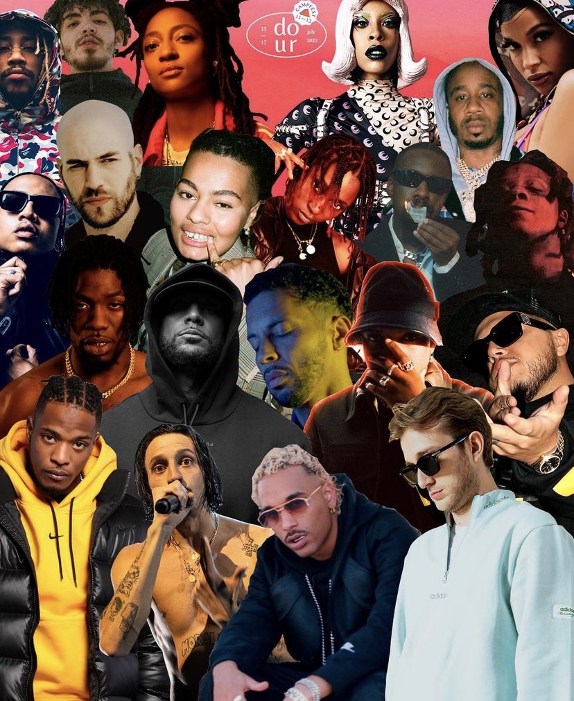Collage des rappeurs présents à Dour Festival 2022